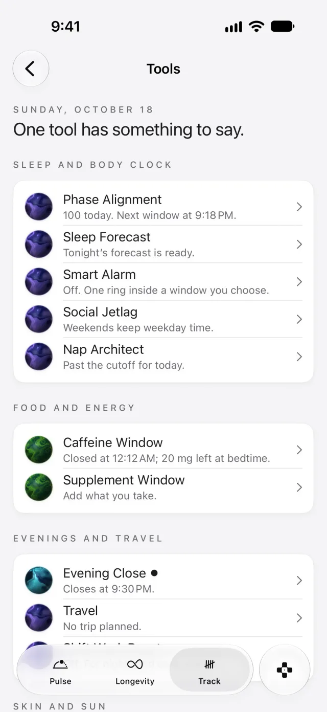Prism's Tools page, a list of small planners.